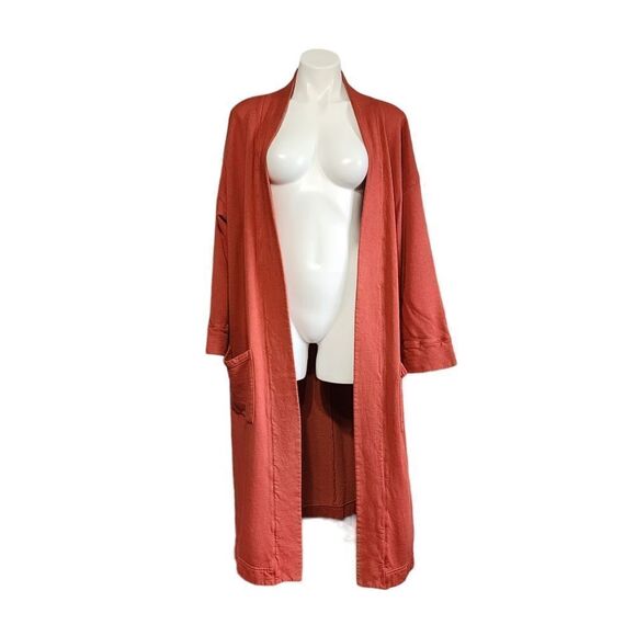 Bryn Walker Didion Fleece Coat Duster Cardigan S Orange Fleece Heavy - Picture 1 of 6